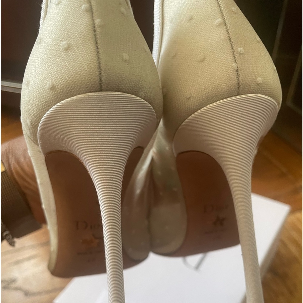 Christian Dior mesh polka dot pumps